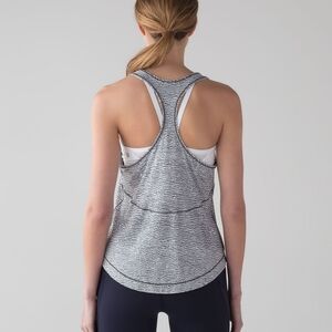 Lululemon Long Distance Tank Sheer Luon Pebble Jacquard V1 White Black
